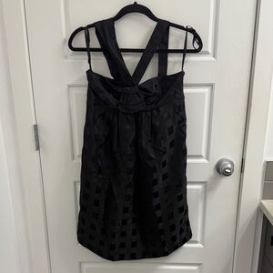 MARC BY MARC JACOBS black checkered pockets babydoll dress size‎ 4 silk blend